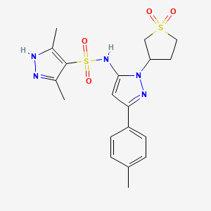 molecular formula C19H23N5O4S2 B2650243 N-(1-(1,1-dioxidotetrahydrothiophen-3-yl)-3-(p-tolyl)-1H-pyrazol-5-yl)-3,5-dimethyl-1H-pyrazole-4-sulfonamide CAS No. 1189242-32-7