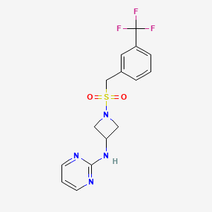 molecular formula C15H15F3N4O2S B2650256 N-(1-((3-(trifluoromethyl)benzyl)sulfonyl)azetidin-3-yl)pyrimidin-2-amine CAS No. 2097917-27-4