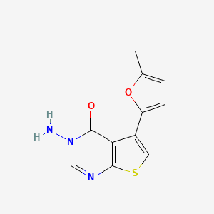molecular formula C11H9N3O2S B2650258 3-amino-5-(5-methylfuran-2-yl)thieno[2,3-d]pyrimidin-4(3H)-one CAS No. 379241-66-4