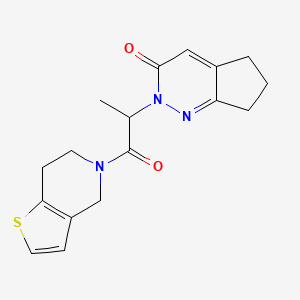 molecular formula C17H19N3O2S B2650259 2-(1-(6,7-dihydrothieno[3,2-c]pyridin-5(4H)-yl)-1-oxopropan-2-yl)-6,7-dihydro-2H-cyclopenta[c]pyridazin-3(5H)-one CAS No. 2097900-49-5