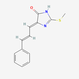 molecular formula C13H12N2OS B2650270 (4Z)-2-(methylsulfanyl)-4-[(2E)-3-phenylprop-2-en-1-ylidene]-4,5-dihydro-1H-imidazol-5-one CAS No. 91121-99-2
