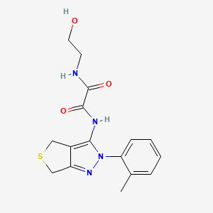 molecular formula C16H18N4O3S B2650279 N-(2-hydroxyethyl)-N'-[2-(2-methylphenyl)-2H,4H,6H-thieno[3,4-c]pyrazol-3-yl]ethanediamide CAS No. 899952-28-4