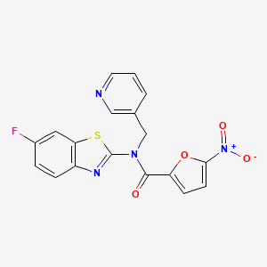 molecular formula C18H11FN4O4S B2650284 N-(6-fluorobenzo[d]thiazol-2-yl)-5-nitro-N-(pyridin-3-ylmethyl)furan-2-carboxamide CAS No. 895018-95-8