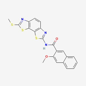 molecular formula C21H15N3O2S3 B2650293 3-methoxy-N-(2-methylsulfanyl-[1,3]thiazolo[4,5-g][1,3]benzothiazol-7-yl)naphthalene-2-carboxamide CAS No. 361173-15-1