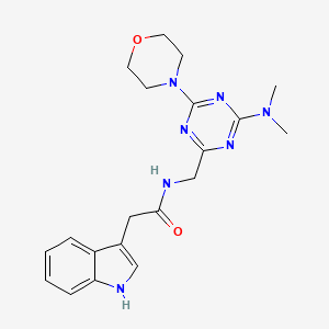 N-((4-(dimethylamino)-6-morpholino-1,3,5-triazin-2-yl)methyl)-2-(1H-indol-3-yl)acetamide