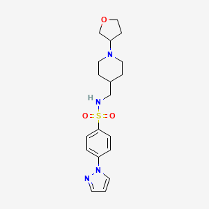 molecular formula C19H26N4O3S B2650304 4-(1H-吡唑-1-基)-N-((1-(四氢呋喃-3-基)哌啶-4-基)甲基)苯磺酰胺 CAS No. 2034607-65-1