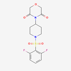 molecular formula C15H16F2N2O5S B2650305 4-(1-((2,6-Difluorophenyl)sulfonyl)piperidin-4-yl)morpholine-3,5-dione CAS No. 2034496-39-2
