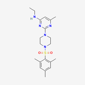molecular formula C20H29N5O2S B2650309 N-ethyl-2-(4-(mesitylsulfonyl)piperazin-1-yl)-6-methylpyrimidin-4-amine CAS No. 923151-57-9