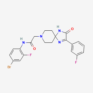 molecular formula C21H19BrF2N4O2 B2650316 N-(4-bromo-2-fluorophenyl)-2-[2-(3-fluorophenyl)-3-oxo-1,4,8-triazaspiro[4.5]dec-1-en-8-yl]acetamide CAS No. 1189933-78-5