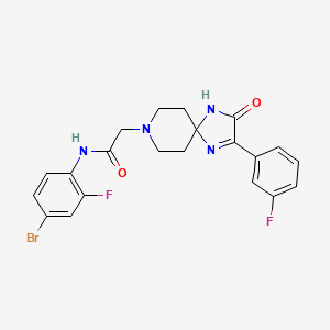 molecular formula C21H19BrF2N4O2 B2650316 N-(4-bromo-2-fluorophenyl)-2-(2-(3-fluorophenyl)-3-oxo-1,4,8-triazaspiro[4.5]dec-1-en-8-yl)acetamide CAS No. 1189933-78-5