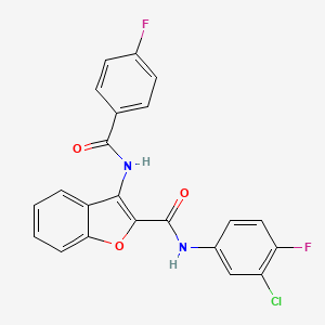N-(3-chloro-4-fluorophenyl)-3-(4-fluorobenzamido)benzofuran-2-carboxamide