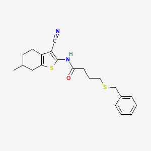 molecular formula C21H24N2OS2 B2650323 4-(苄硫基)-N-(3-氰基-6-甲基-4,5,6,7-四氢苯并[b]噻吩-2-基)丁酰胺 CAS No. 923410-54-2