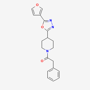 molecular formula C19H19N3O3 B2650324 1-(4-(5-(Furan-3-yl)-1,3,4-oxadiazol-2-yl)piperidin-1-yl)-2-phenylethanone CAS No. 1421529-84-1