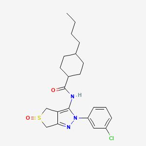 molecular formula C22H28ClN3O2S B2650335 4-butyl-N-(2-(3-chlorophenyl)-5-oxido-4,6-dihydro-2H-thieno[3,4-c]pyrazol-3-yl)cyclohexanecarboxamide CAS No. 958708-62-8
