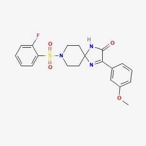 molecular formula C20H20FN3O4S B2650337 8-((2-Fluorophenyl)sulfonyl)-3-(3-methoxyphenyl)-1,4,8-triazaspiro[4.5]dec-3-en-2-one CAS No. 1357721-70-0