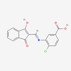 molecular formula C17H10ClNO4 B2650338 3-(((1,3-二氧杂茚-2-基亚甲基)氨基)-4-氯苯甲酸 CAS No. 1024375-27-6