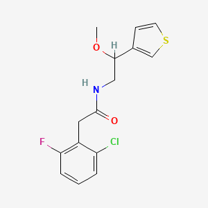molecular formula C15H15ClFNO2S B2650341 2-(2-氯-6-氟苯基)-N-(2-甲氧基-2-(噻吩-3-基)乙基)乙酰胺 CAS No. 1796962-30-5