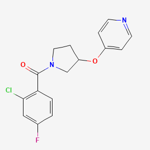 molecular formula C16H14ClFN2O2 B2650345 (2-Chloro-4-fluorophenyl)(3-(pyridin-4-yloxy)pyrrolidin-1-yl)methanone CAS No. 2034446-26-7
