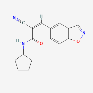 molecular formula C16H15N3O2 B2650346 (Z)-3-(1,2-Benzoxazol-5-yl)-2-cyano-N-cyclopentylprop-2-enamide CAS No. 2173621-99-1
