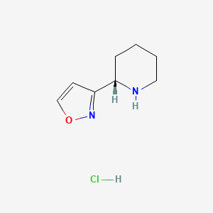 molecular formula C8H13ClN2O B2650351 3-[(2S)-Piperidin-2-yl]-1,2-oxazole;hydrochloride CAS No. 2418597-07-4