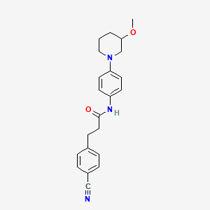 molecular formula C22H25N3O2 B2650356 3-(4-cyanophenyl)-N-(4-(3-methoxypiperidin-1-yl)phenyl)propanamide CAS No. 1797278-95-5