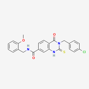 molecular formula C24H20ClN3O3S B2650357 3-[(4-氯苯基)甲基]-N-[(2-甲氧苯基)甲基]-4-氧代-2-硫代-1,2,3,4-四氢喹啉-7-甲酰胺 CAS No. 422530-06-1