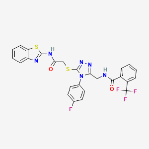 molecular formula C26H18F4N6O2S2 B2650359 N-((5-((2-(benzo[d]thiazol-2-ylamino)-2-oxoethyl)thio)-4-(4-fluorophenyl)-4H-1,2,4-triazol-3-yl)methyl)-2-(trifluoromethyl)benzamide CAS No. 389071-04-9