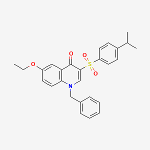 molecular formula C27H27NO4S B2650363 1-Benzyl-6-ethoxy-3-(4-propan-2-ylphenyl)sulfonylquinolin-4-one CAS No. 866844-75-9