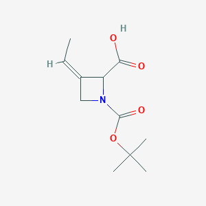 molecular formula C11H17NO4 B2650374 (3Z)-3-Ethylidene-1-[(2-methylpropan-2-yl)oxycarbonyl]azetidine-2-carboxylic acid CAS No. 1824683-19-3