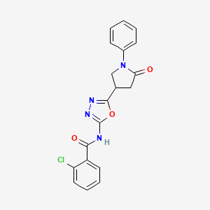 molecular formula C19H15ClN4O3 B2650381 2-chloro-N-(5-(5-oxo-1-phenylpyrrolidin-3-yl)-1,3,4-oxadiazol-2-yl)benzamide CAS No. 1111175-33-7