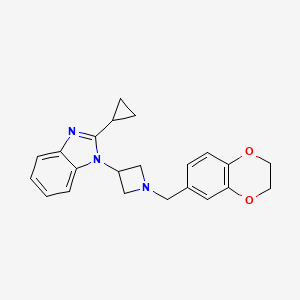 molecular formula C22H23N3O2 B2650383 2-Cyclopropyl-1-[1-(2,3-dihydro-1,4-benzodioxin-6-ylmethyl)azetidin-3-yl]benzimidazole CAS No. 2380189-03-5