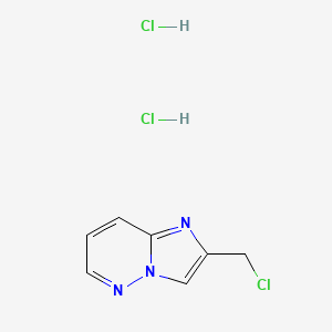 molecular formula C7H8Cl3N3 B2650413 2-(Chloromethyl)imidazo[1,2-b]pyridazine dihydrochloride CAS No. 154578-21-9