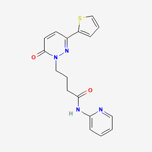molecular formula C17H16N4O2S B2650419 4-(6-氧代-3-(噻吩-2-基)吡啶并[1,6]嗪-1(6H)-基)-N-(吡啶-2-基)丁酰胺 CAS No. 1226441-06-0