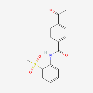 molecular formula C16H15NO4S B2650422 4-acetyl-N-(2-(methylsulfonyl)phenyl)benzamide CAS No. 2034370-69-7