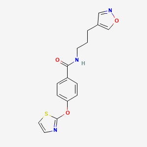 molecular formula C16H15N3O3S B2650427 N-(3-(异噁唑-4-基)丙基)-4-(噻唑-2-氧基)苯甲酰胺 CAS No. 1904066-76-7