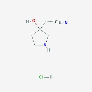 molecular formula C6H11ClN2O B2650432 2-(3-Hydroxypyrrolidin-3-yl)acetonitrile hydrochloride CAS No. 1909313-98-9
