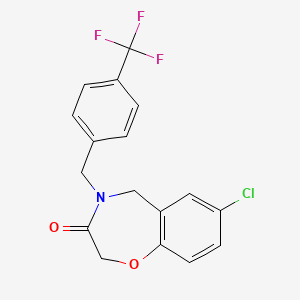 molecular formula C17H13ClF3NO2 B2650433 7-chloro-4-[4-(trifluoromethyl)benzyl]-4,5-dihydro-1,4-benzoxazepin-3(2H)-one CAS No. 1326883-03-7