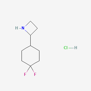 molecular formula C9H16ClF2N B2650436 2-(4,4-Difluorocyclohexyl)azetidine;hydrochloride CAS No. 2305256-09-9