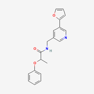molecular formula C19H18N2O3 B2650440 N-((5-(呋喃-2-基)吡啶-3-基)甲基)-2-苯氧基丙酰胺 CAS No. 2034536-25-7