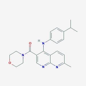 molecular formula C23H26N4O2 B2650448 (4-((4-Isopropylphenyl)amino)-7-methyl-1,8-naphthyridin-3-yl)(morpholino)methanone CAS No. 1251676-22-8