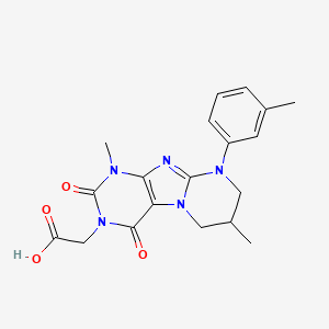 molecular formula C19H21N5O4 B2650470 2-[1,7-dimethyl-9-(3-methylphenyl)-2,4-dioxo-7,8-dihydro-6H-purino[7,8-a]pyrimidin-3-yl]acetic acid CAS No. 878423-65-5