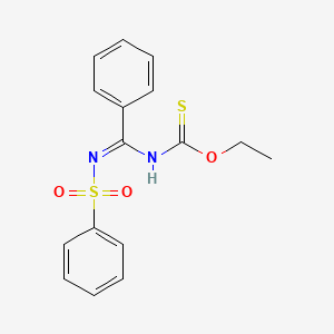 molecular formula C16H16N2O3S2 B2650480 O-ethyl {phenyl[(phenylsulfonyl)imino]methyl}thiocarbamate CAS No. 56181-01-2