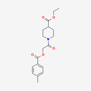 molecular formula C18H23NO5 B2650484 Ethyl 1-[2-(4-methylbenzoyloxy)acetyl]piperidine-4-carboxylate CAS No. 379732-14-6