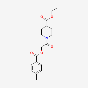 molecular formula C18H23NO5 B2650484 Ethyl 1-[2-(4-methylbenzoyl)oxyacetyl]piperidine-4-carboxylate CAS No. 379732-14-6