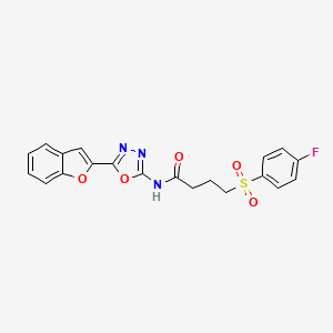 N-(5-(benzofuran-2-yl)-1,3,4-oxadiazol-2-yl)-4-((4-fluorophenyl)sulfonyl)butanamide