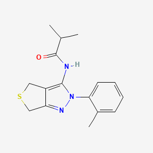 molecular formula C16H19N3OS B2650496 N-(2-(o-tolyl)-4,6-dihydro-2H-thieno[3,4-c]pyrazol-3-yl)isobutyramide CAS No. 396723-37-8