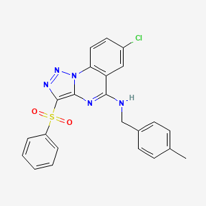 molecular formula C23H18ClN5O2S B2650498 7-chloro-N-(4-methylbenzyl)-3-(phenylsulfonyl)-[1,2,3]triazolo[1,5-a]quinazolin-5-amine CAS No. 904580-41-2