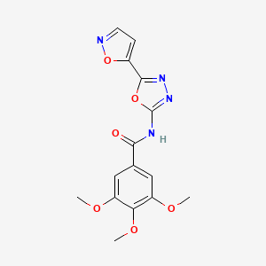 molecular formula C15H14N4O6 B2650501 N-(5-(isoxazol-5-yl)-1,3,4-oxadiazol-2-yl)-3,4,5-trimethoxybenzamide CAS No. 946281-23-8