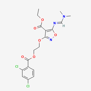 molecular formula C18H19Cl2N3O6 B2650506 乙酸3-{2-[(2,4-二氯苯甲酰)氧基]乙氧基}-5-{[(二甲基氨基)甲基]氨基}-4-异噁唑甲酸酯 CAS No. 303997-07-1