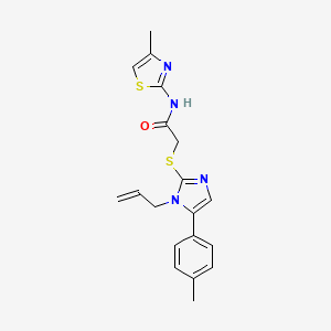 molecular formula C19H20N4OS2 B2650509 2-((1-allyl-5-(p-tolyl)-1H-imidazol-2-yl)thio)-N-(4-methylthiazol-2-yl)acetamide CAS No. 1207025-65-7